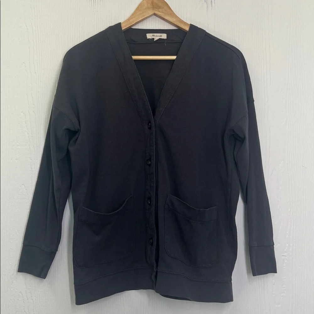 Madewell - Gun Metal Button Down 2 Pocket Lightweight Long Sleeve Cardigan SZ XS